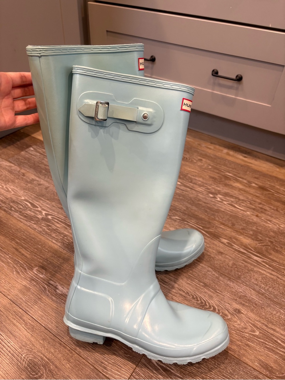 Hunter Tall Waterproof Rain Boots in Robins Egg Blue - Picture 9 of 14